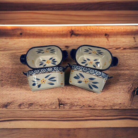 Temptations by Tara Old World Blue SET of 4 Ramekin Small Mini Dip - Picture 3 of 10